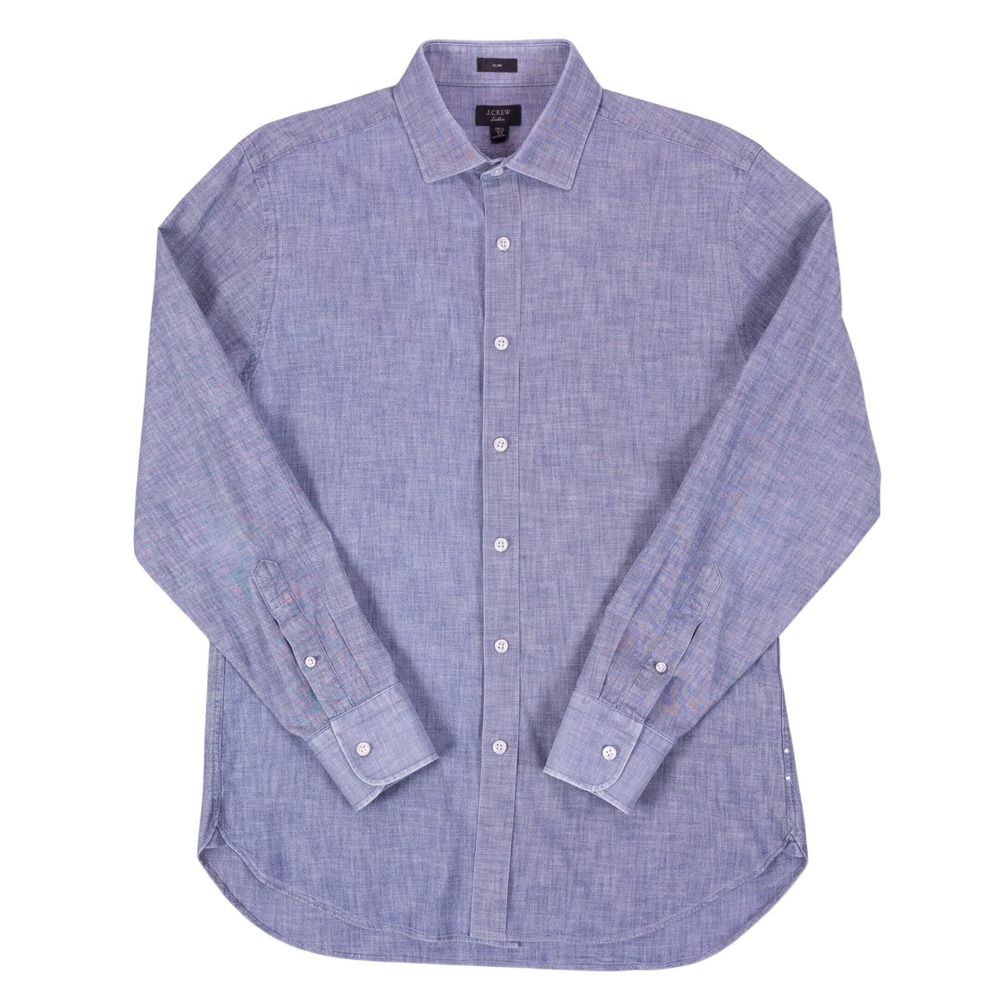 J.Crew Ludlow Slim Chambray Denim Shirt Mens Medium 15.5 33 Blue Cotton Stretch